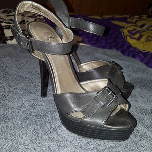 Black strapped heels